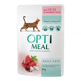 OPTIMEAL ?OMPLETE  ADULT CATS WITH VEAL IN CRANBERRY SAUCE 85G