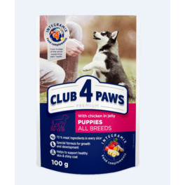 CLUB 4 PAWS PREMIUM FOR PUPPIES "WITH CHICKEN IN JELLY" 100G