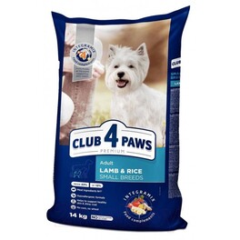CLUB 4 PAWS PREMIUM "LAMB AND RICE" FOR ADULT DOGS OF SMALL BREEDS 900G