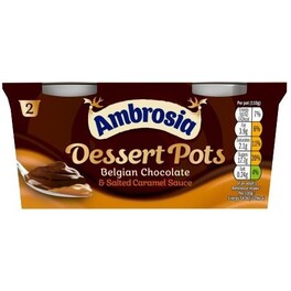AMBROSIA BELGIAN CHOCOLATE & SALTED CARAMEL DESSERT 2X110G