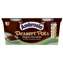 AMBROSIA BELGIAN CHOCOLATE & MINT FONDANT DESSERT 2X110G