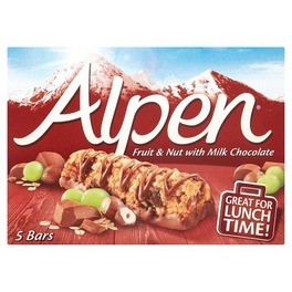 ALPEN FRUIT & NUT WITH CHOC 5PACK 145G