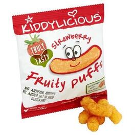KIDDYLICIOUS CHUNKY STRAWBERRY PUFFS TODDLER FOOD SNACKS 7+ MONTHS 12G