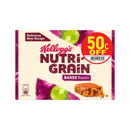KELLOGGS MP NUTRI GRAIN ELEVENSES BAKES RAISIN 45Gx6 50C OFF