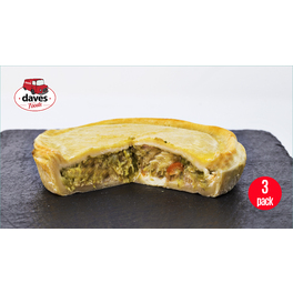 DAVES PIES SMALL CHICKEN PIES 12CM x3 750G