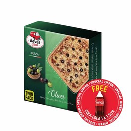 DAVES PIZZA TP SQUARE OLIVES x2 (1.2KG)(NEW) + FREE COKE