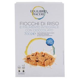 EQUILIBRIO & PIACERE RICE & WHOLE WHEAT FLAKES WITH CHOCOLATE 300G