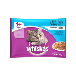 WHISKAS POUCHES 4 PACK, FISH SELECTION