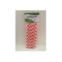 HOTPACK STRAWS PAPER 6MM RED 50PK